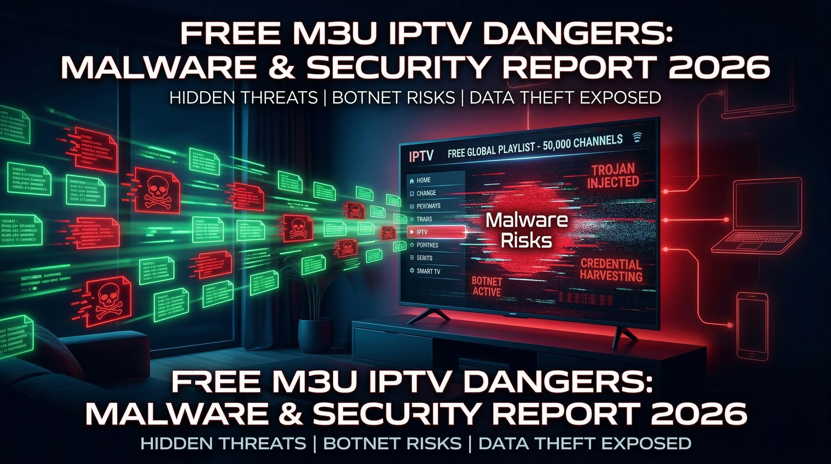 Visualization of IPTV M3U Malware Risks attacking a network infrastructure